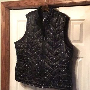 Black and white polkadot puffy vest